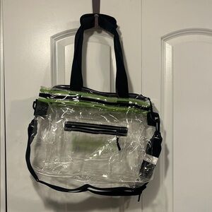 Clear Tote Bag with Black and Green Accents